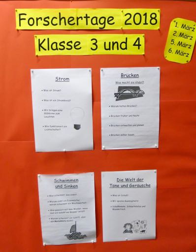 Forschertage für die Klassen 3 und 4